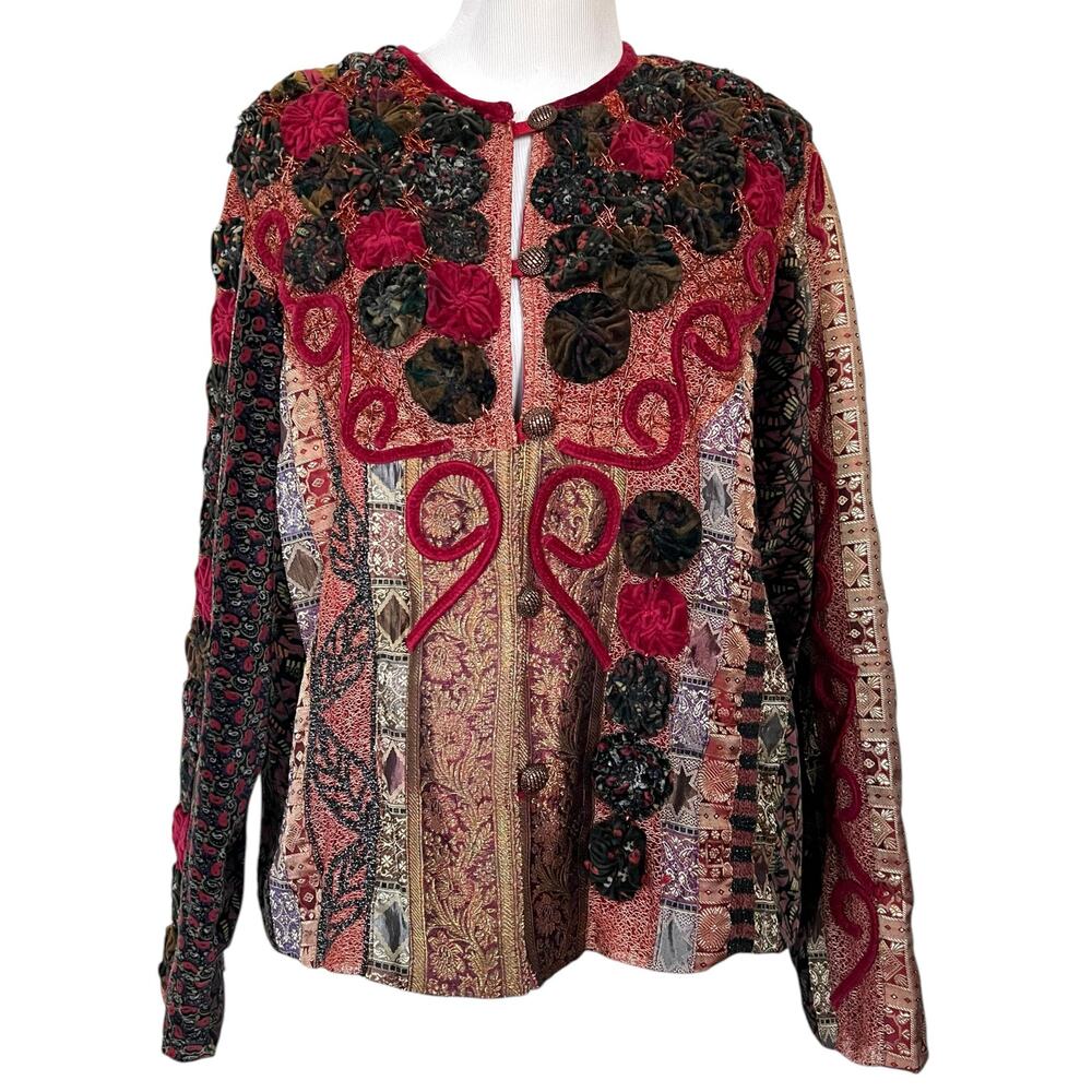 Coldwater Creek Patchwork Jacket Art To Wear Boxy… - image 1